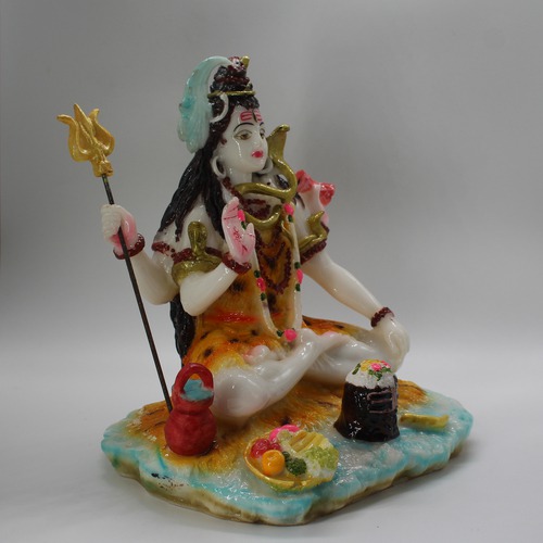 Fiber Sitting Idol Shiva, Shiv Murti, Multicolour, Gift For Family, Friends, Large Size 8 Inch